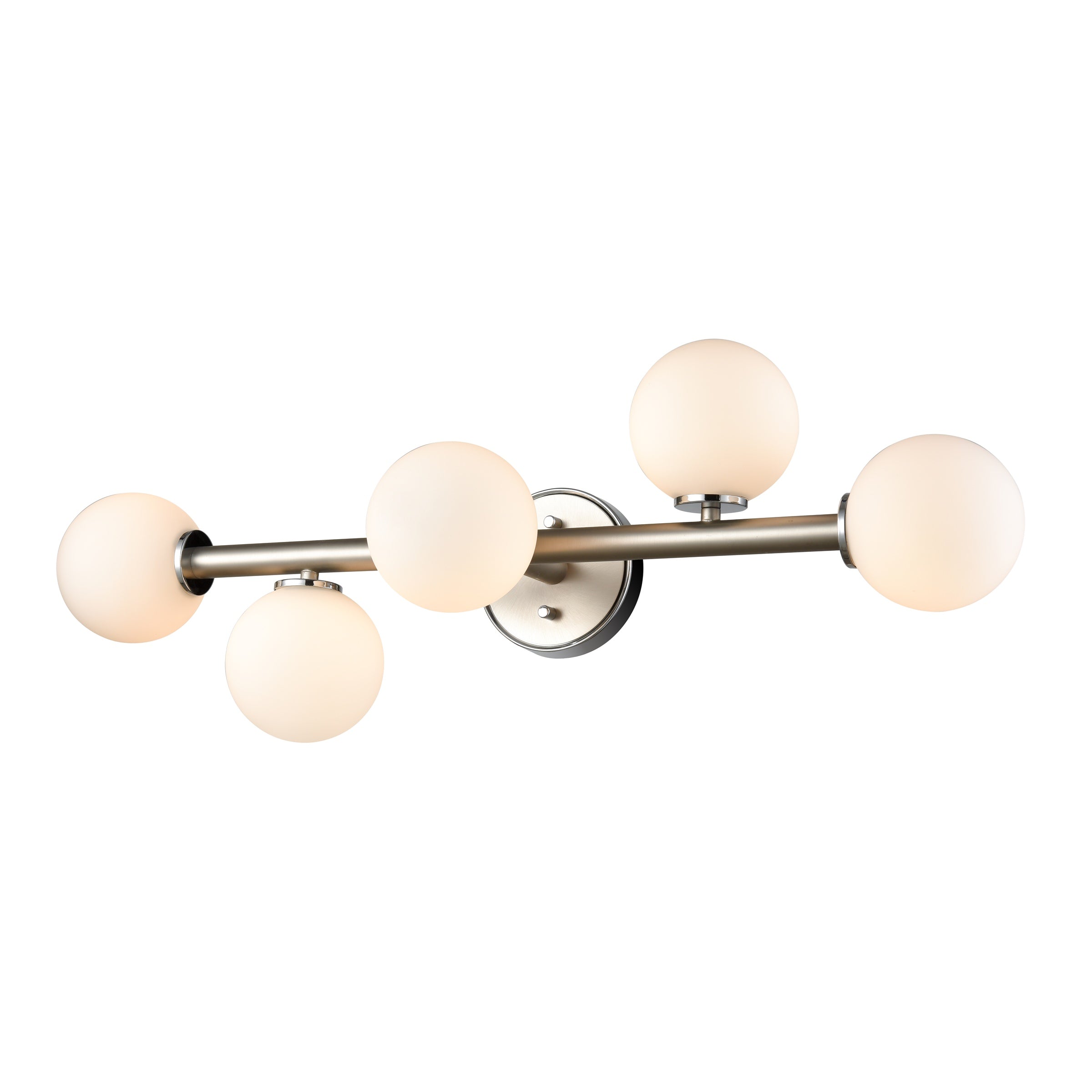 Alouette Vanity Light Chrome and Buffed Nickel with Half Opal Glass