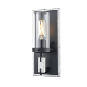 Okanagan Sconce Graphite and Birchwood On Metal with Clear Glass