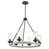 Okanagan Chandelier in Graphite and Birchwood