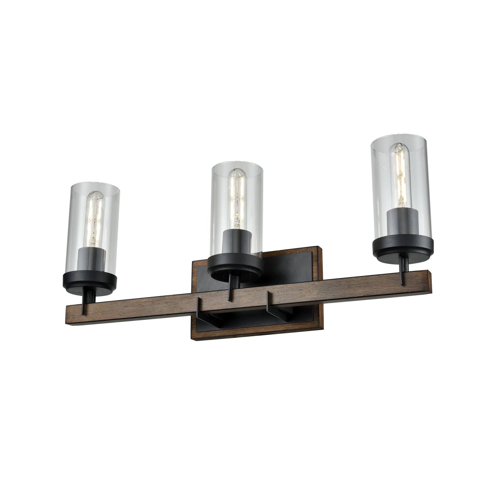 Okanagan Vanity Light Graphite and Ironwood On Metal with Clear Glass
