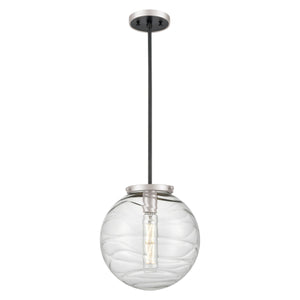 Tropea Pendant Satin Nickel and Graphite with Ripple Glass