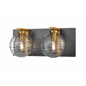Tropea Vanity Light Brass and Graphite with Ripple Glass
