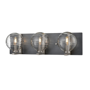 Tropea Vanity Light Satin Nickel and Graphite with Ripple Glass