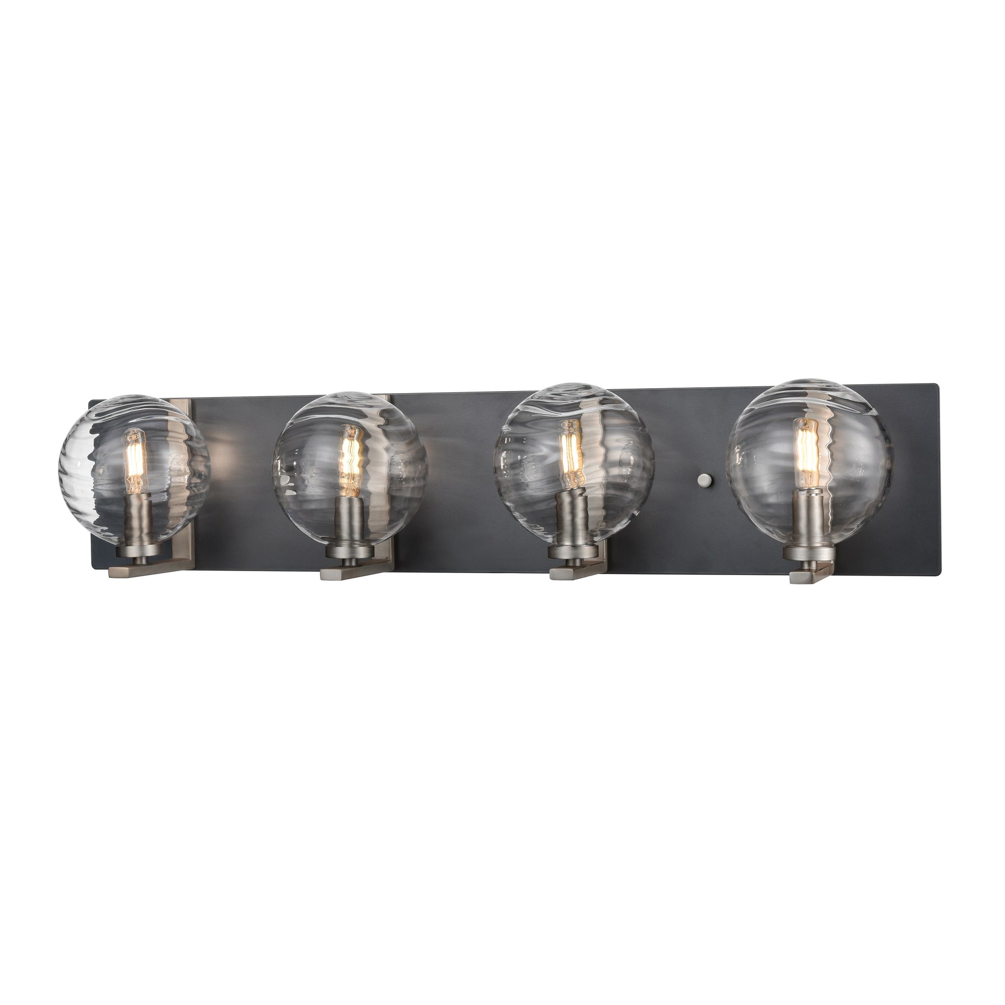 Tropea Vanity Light Satin Nickel and Graphite with Ripple Glass