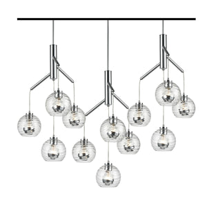 Tropea Linear Suspension Chrome with Ripple Glass