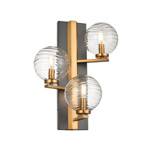 Tropea Sconce Brass and Graphite with Ripple Glass