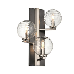 Tropea Sconce Satin Nickel and Graphite with Ripple Glass