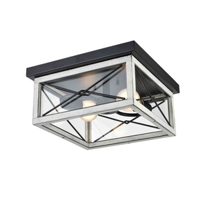 County Fair Outdoor Ceiling Light Black and Birchwood On Metal with Clear Glass