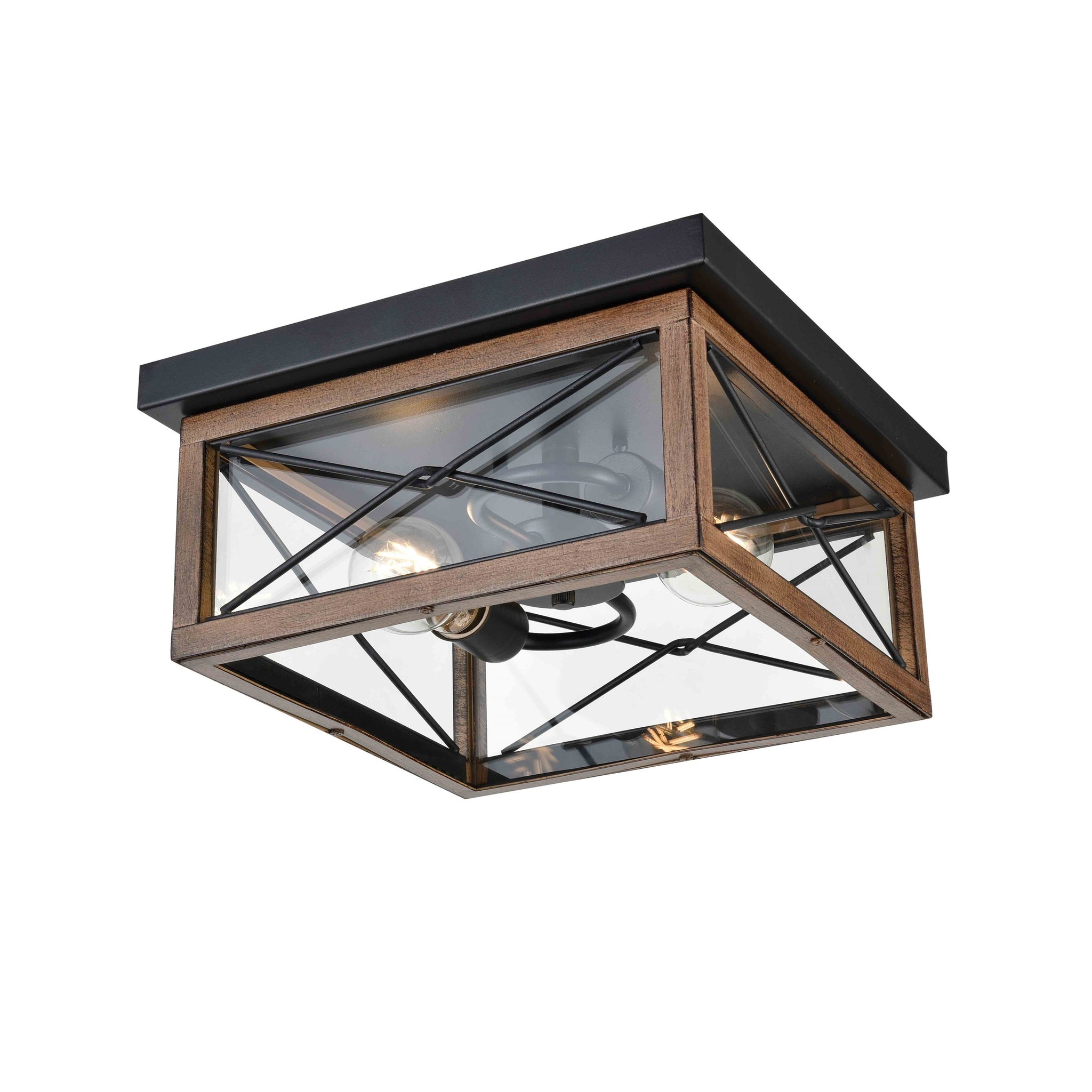 County Fair Outdoor Ceiling Light Black and Ironwood On Metal with Clear Glass