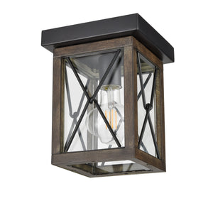 County Fair Outdoor Ceiling Light Black and Ironwood On Metal with Clear Glass