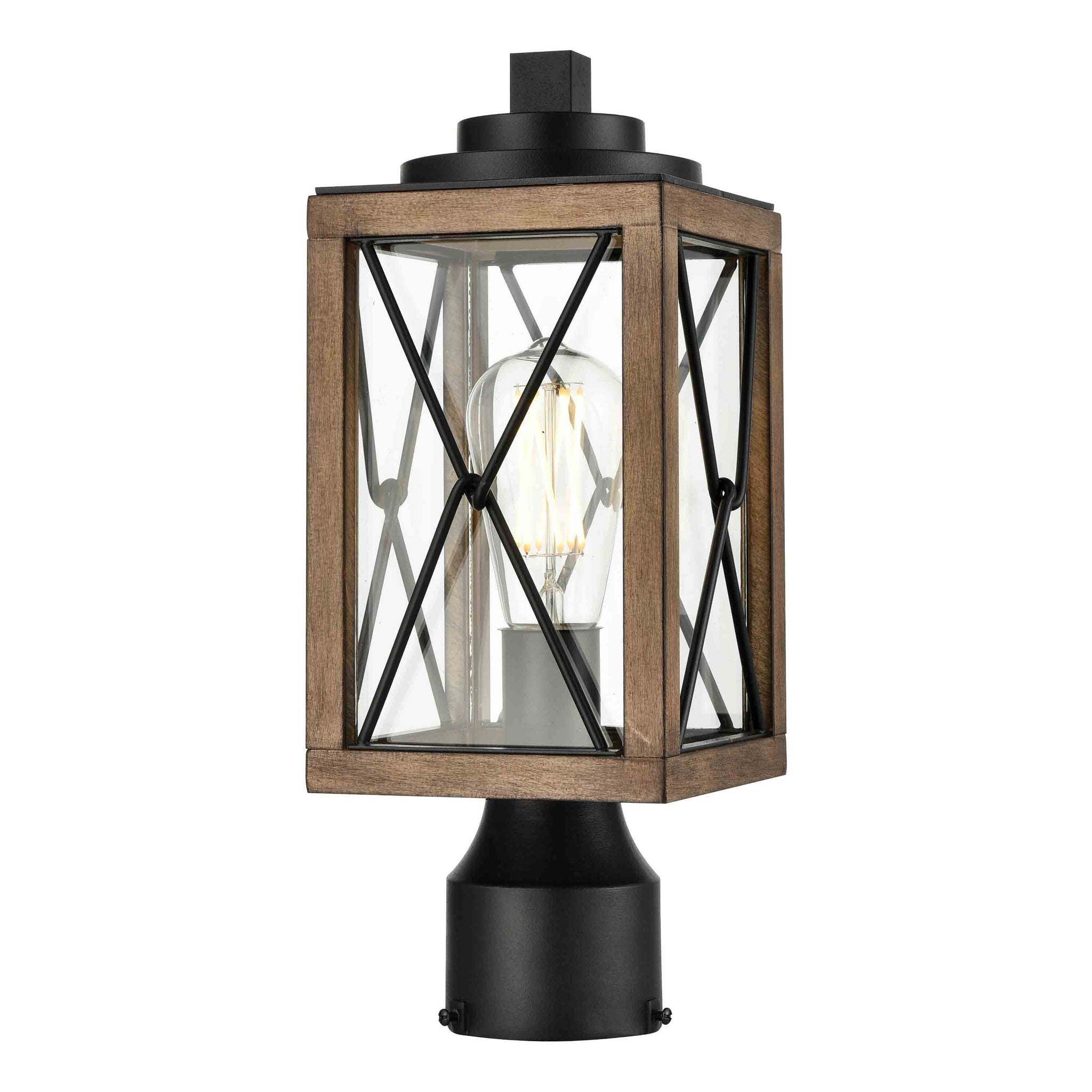 County Fair Outdoor Post Light Black and Ironwood On Metal with Clear Glass