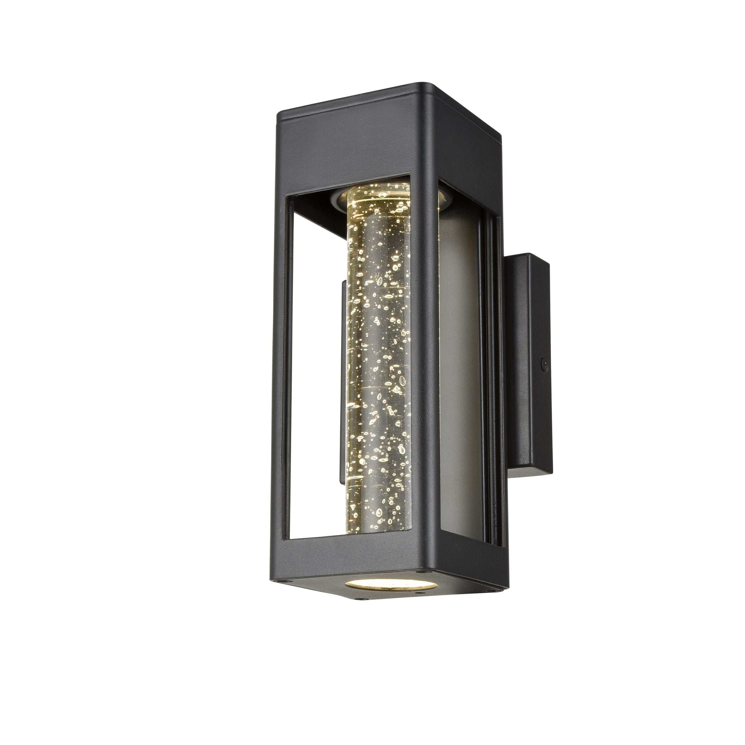 Geyser Outdoor Wall Light Black with Clear Seedy Glass