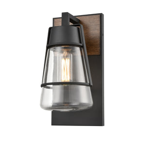 Lake of the Woods Outdoor Sconce Black and Ironwood On Metal with Clear Glass