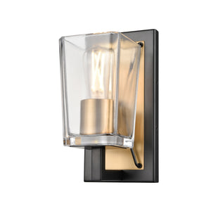 Riverdale Sconce Brass and Graphite with Clear Glass