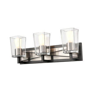 Riverdale Vanity Light Satin Nickel and Graphite with Clear Glass