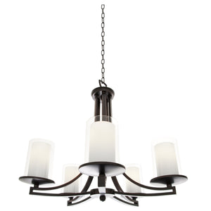Essex Chandelier Oil Rubbed Bronze with Half Opal Glass