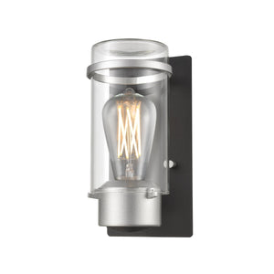 Exeter Outdoor Wall Light Stainless Steel and Black with Clear Glass