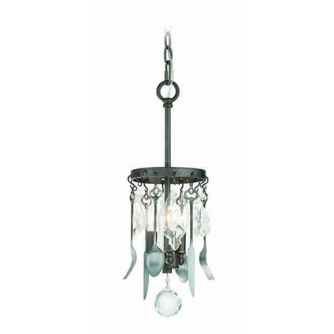 Bistro Mini Pendant Graphite With Pewter Flatware