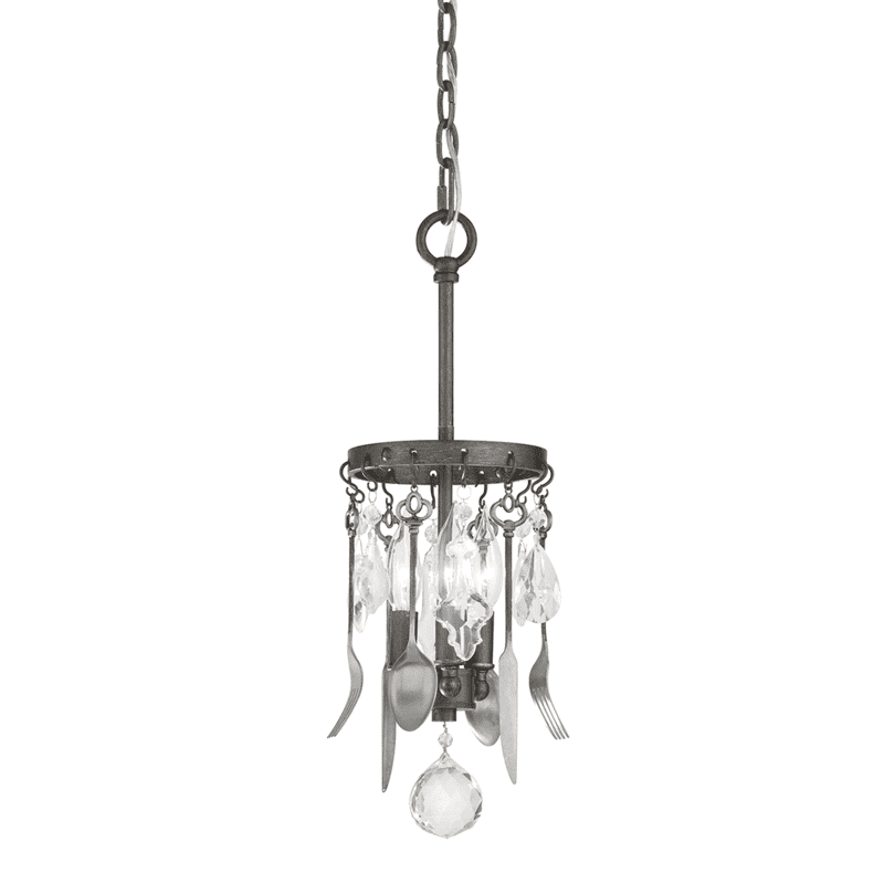 Bistro Mini Pendant Graphite With Pewter Flatware