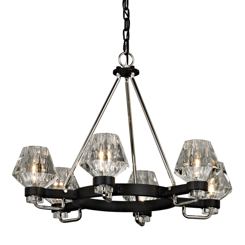 Faction Chandelier Forged Iron Polished Nickel