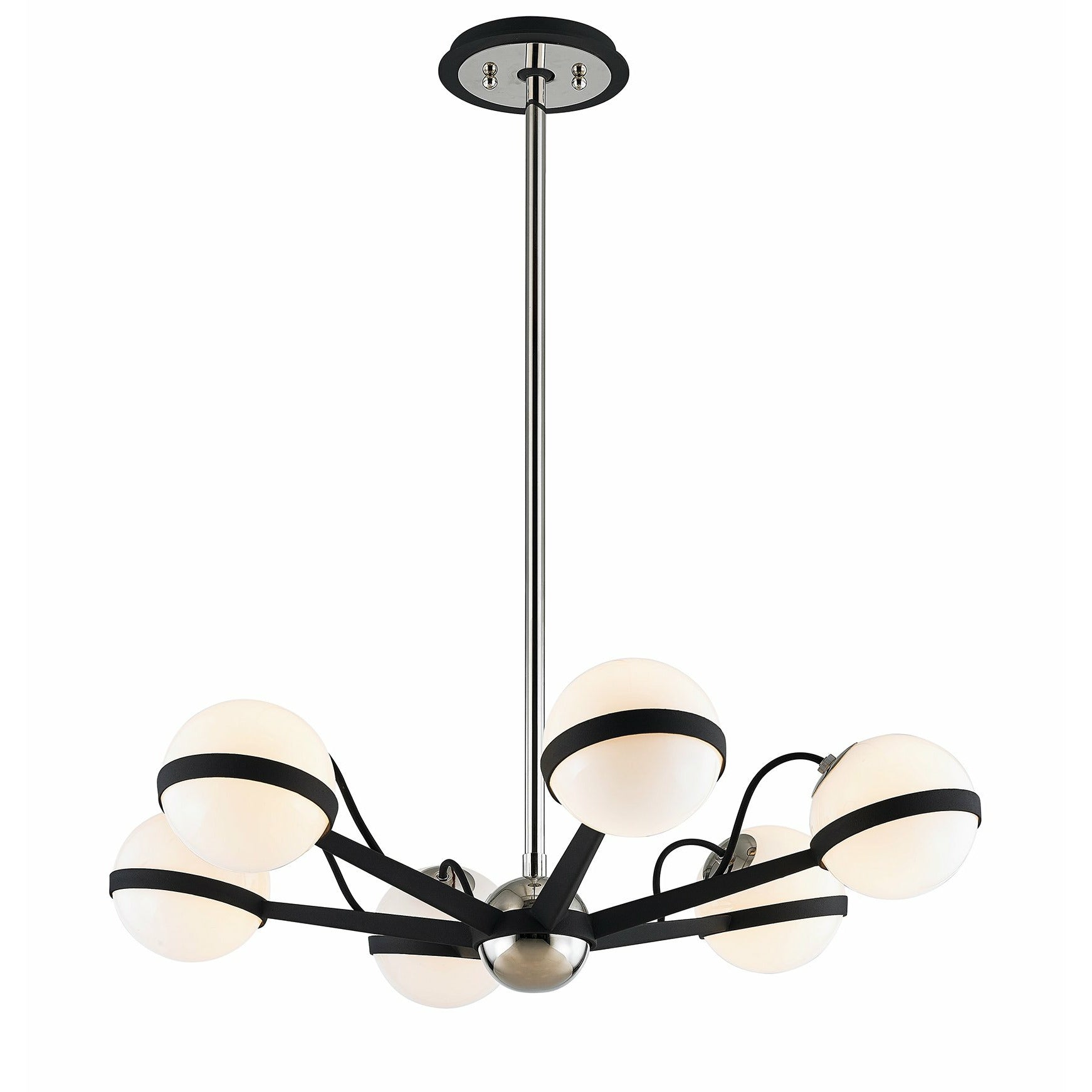 Ace Chandelier Carb Blk W Pol Nickel Accents