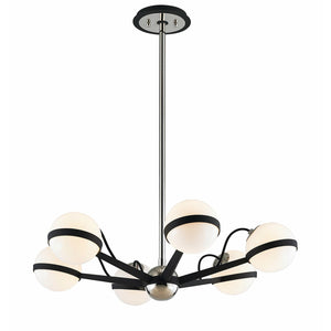 Ace Chandelier Carb Blk W Pol Nickel Accents
