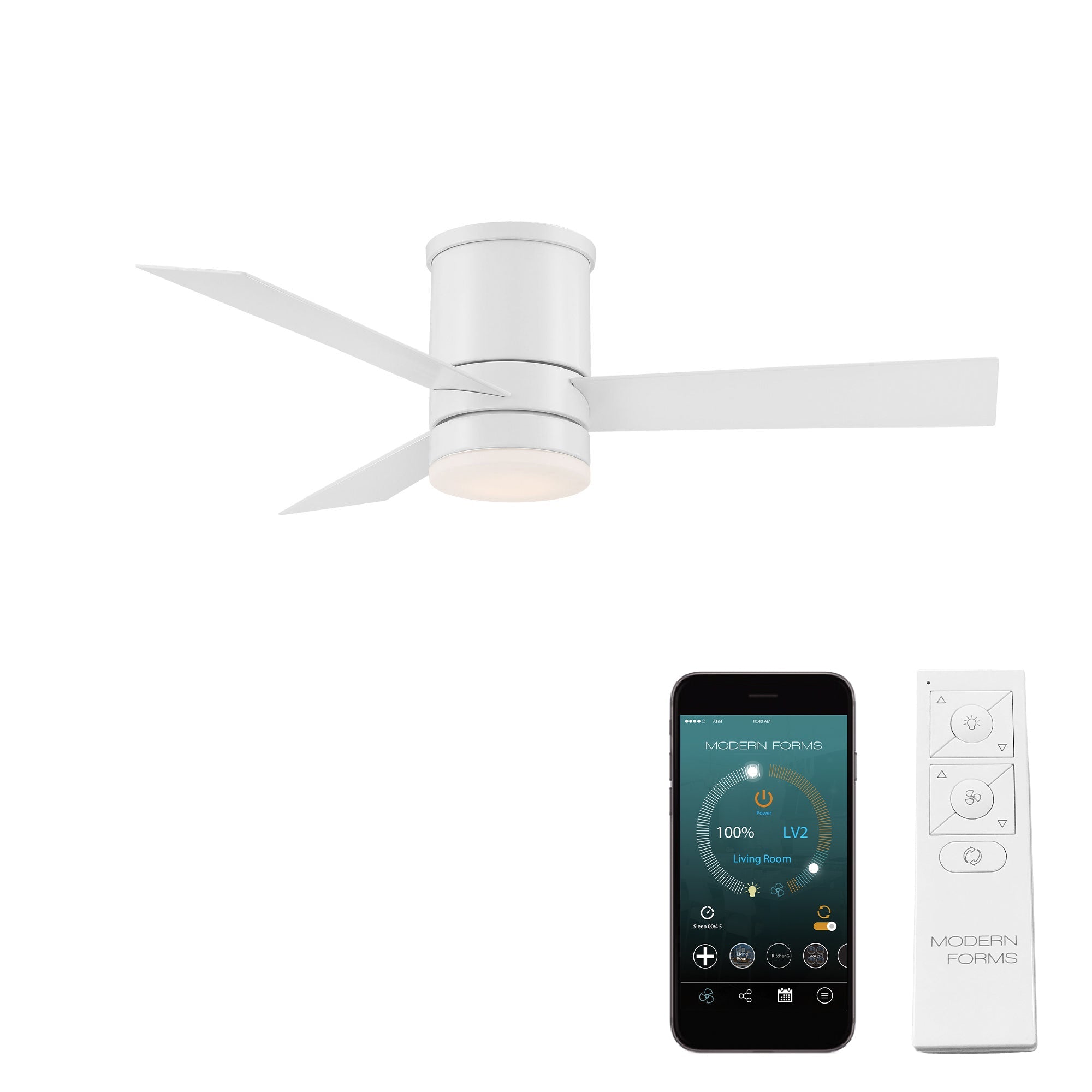 Axis Indoor/Outdoor 3-Blade 44" Smart Flush Mount Ceiling Fan with LED Light Kit and Remote Control