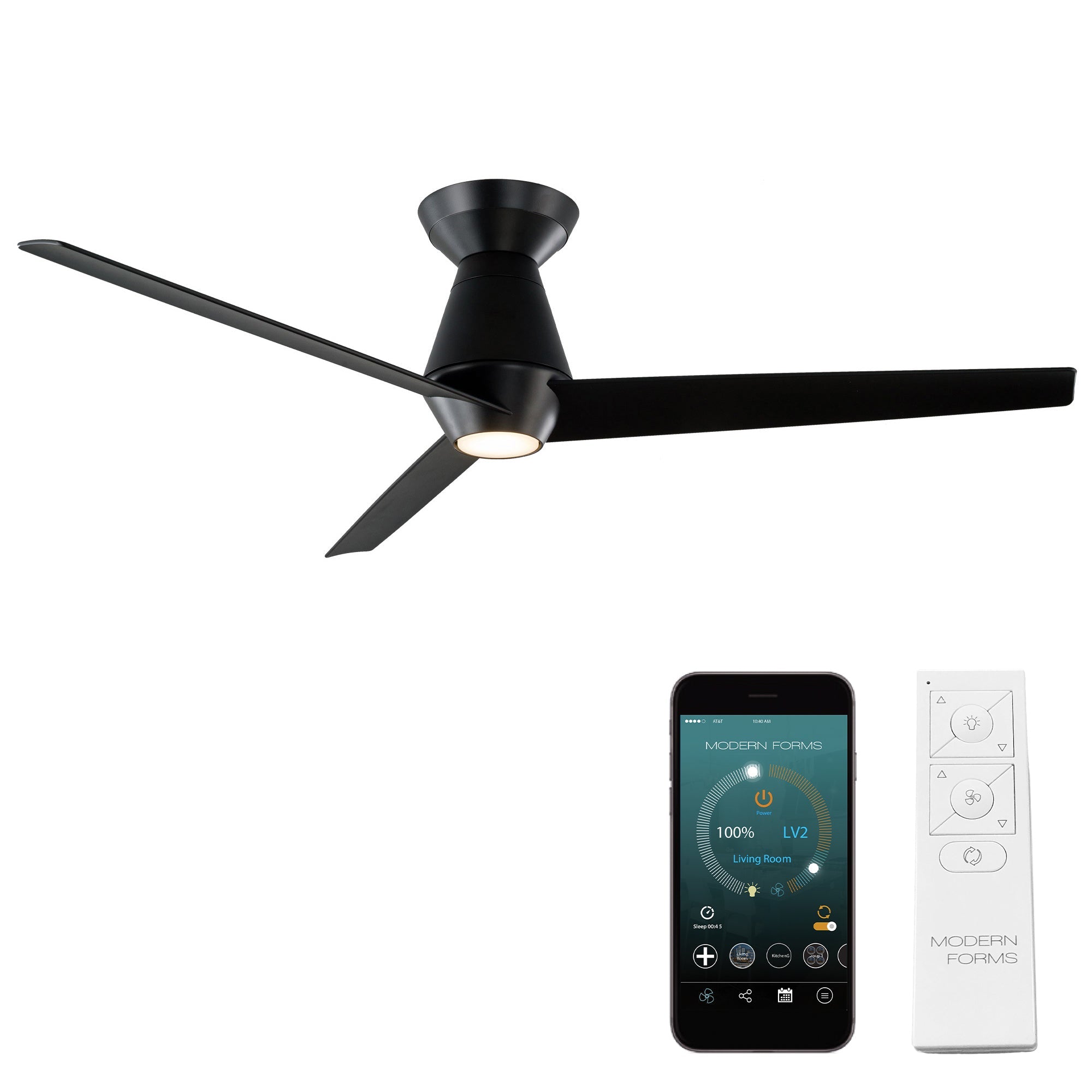 Slim Indoor/Outdoor 3-Blade 52" Smart Flush Mount Ceiling Fan with LED Light Kit and Remote Control