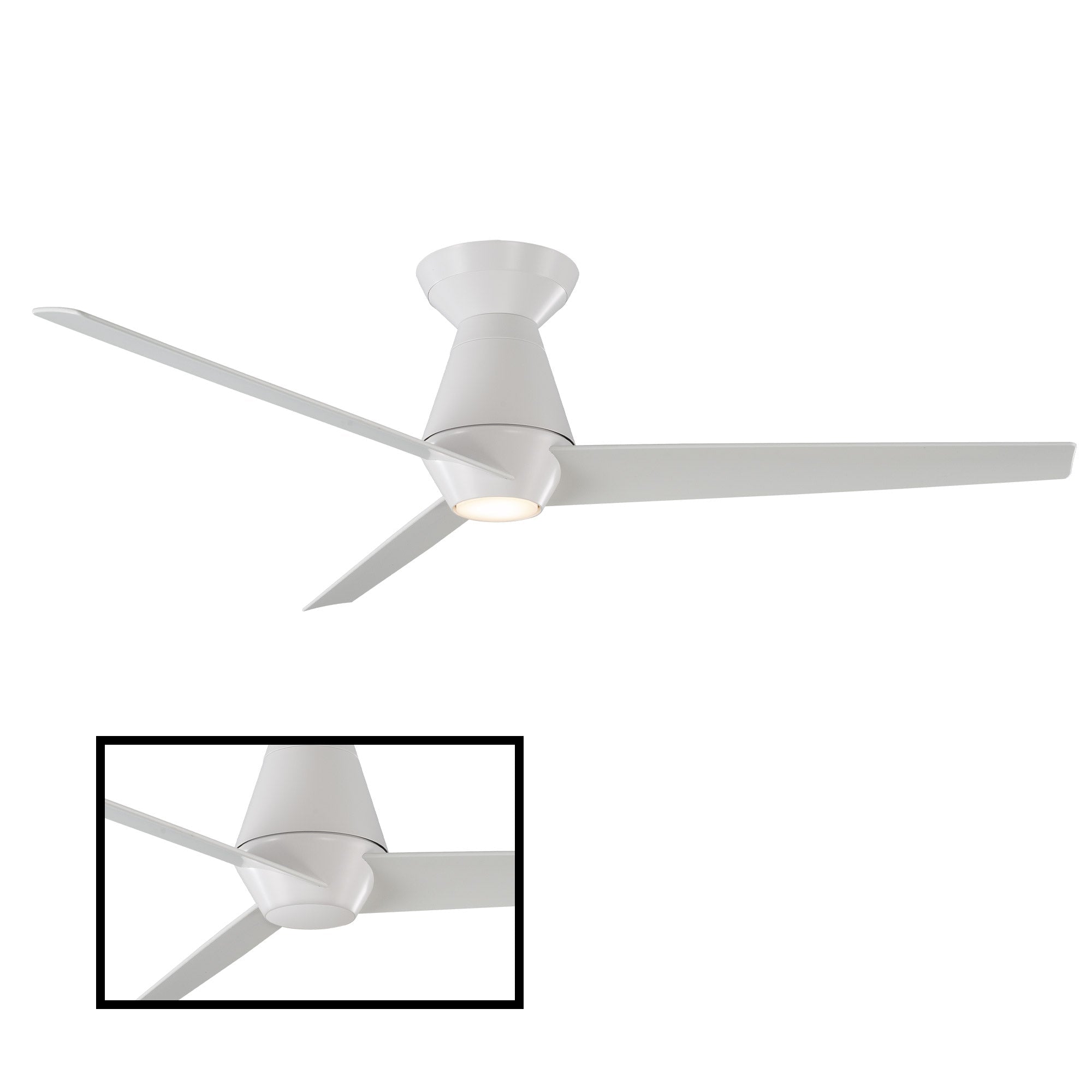 Slim Indoor/Outdoor 3-Blade 52" Smart Flush Mount Ceiling Fan with LED Light Kit and Remote Control