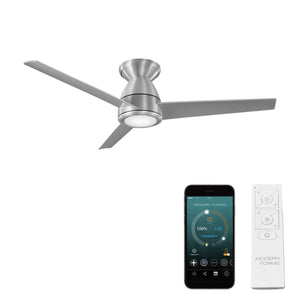 Tip Top Indoor/Outdoor 3-Blade 44" Smart Flush Mount Ceiling Fan with LED Light Kit and Remote Control