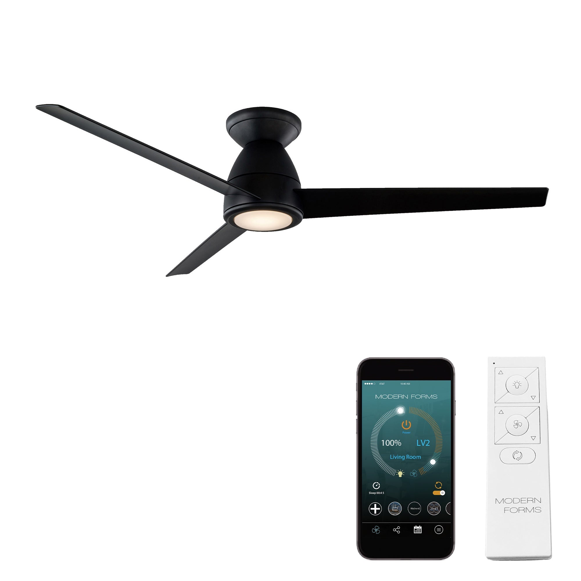 Tip Top Indoor/Outdoor 3-Blade 52" Smart Flush Mount Ceiling Fan with LED Light Kit and Remote Control