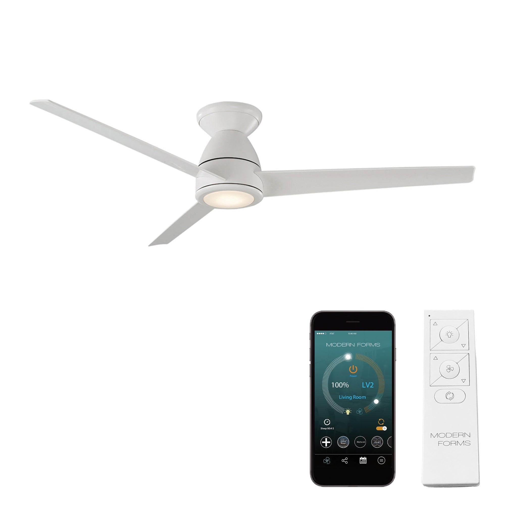 Tip Top Indoor/Outdoor 3-Blade 52" Smart Flush Mount Ceiling Fan with LED Light Kit and Remote Control