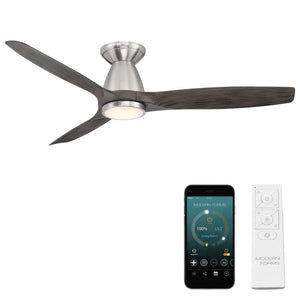 Skylark Indoor/Outdoor 3-Blade 54" Smart Flush Mount Ceiling Fan with LED Light Kit and Remote Control