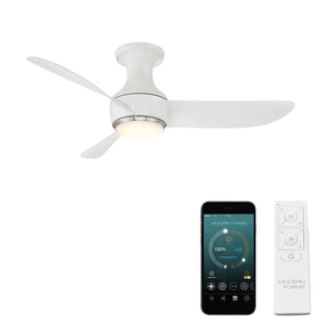 Corona Indoor/Outdoor 3-Blade 44" Smart Flush Mount Ceiling Fan with LED Light Kit and Remote Control