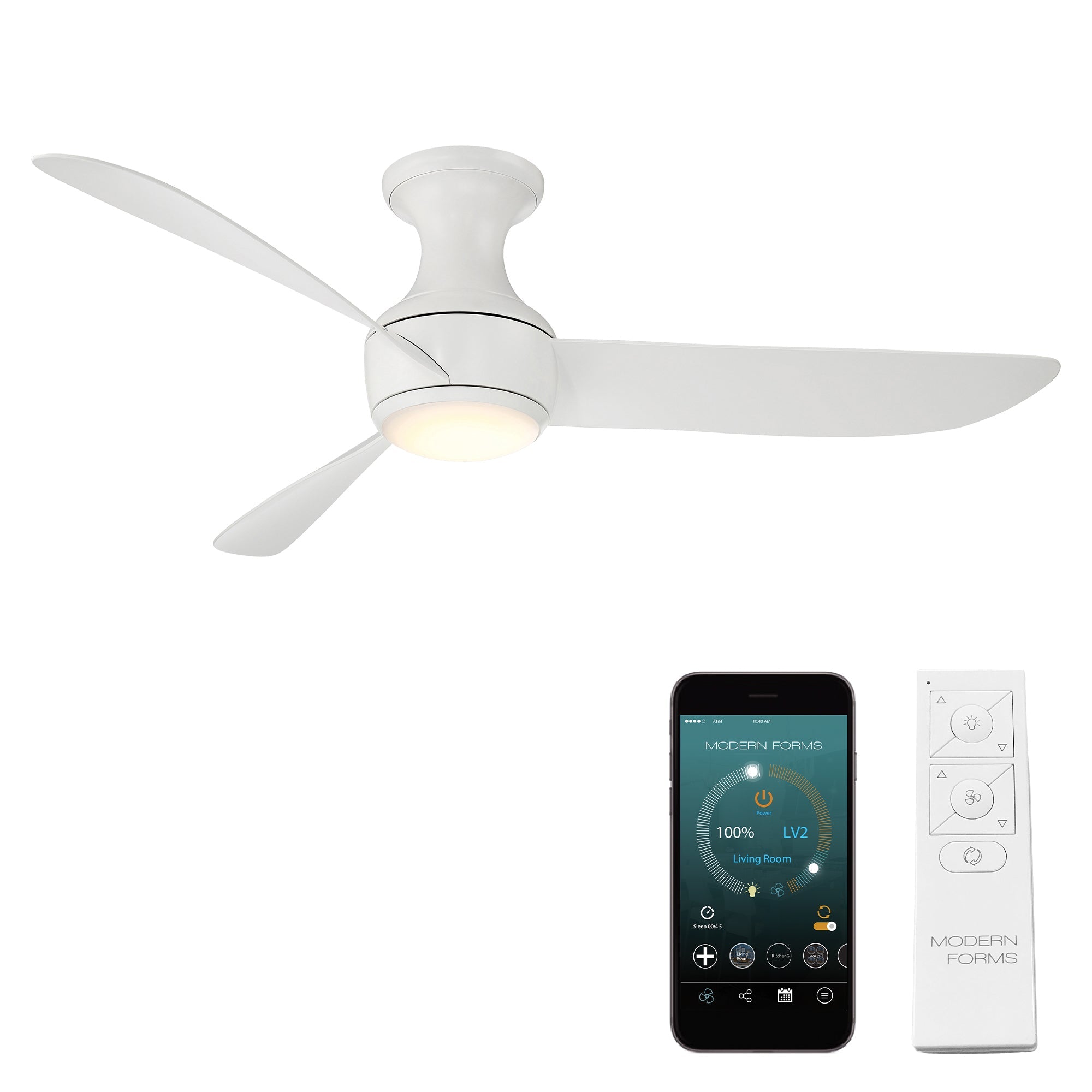 Corona Indoor/Outdoor 3-Blade 52" Smart Flush Mount Ceiling Fan with LED Light Kit and Remote Control