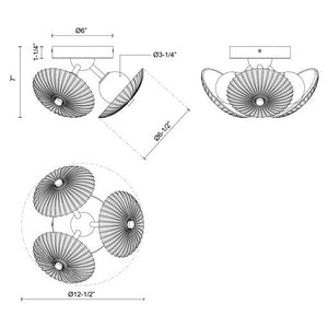 Hera 3-Light 12" Flush Mount