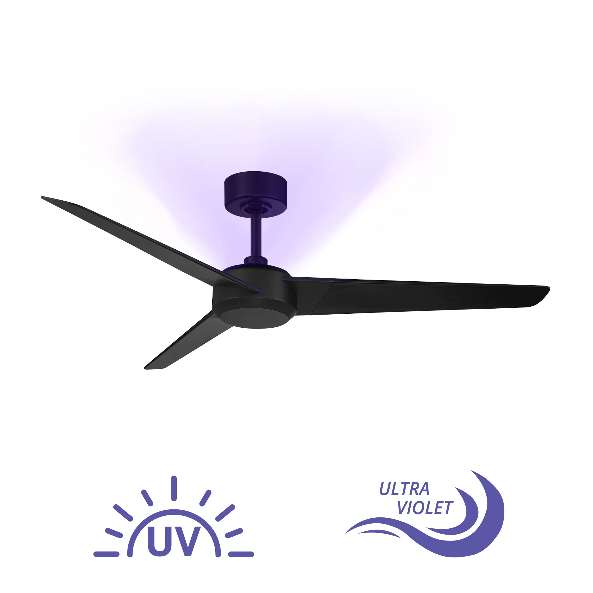 Ultra Indoor/Outdoor 3-Blade 54" Smart Ceiling Fan with Blue UV-LED Light Kit and Remote Control