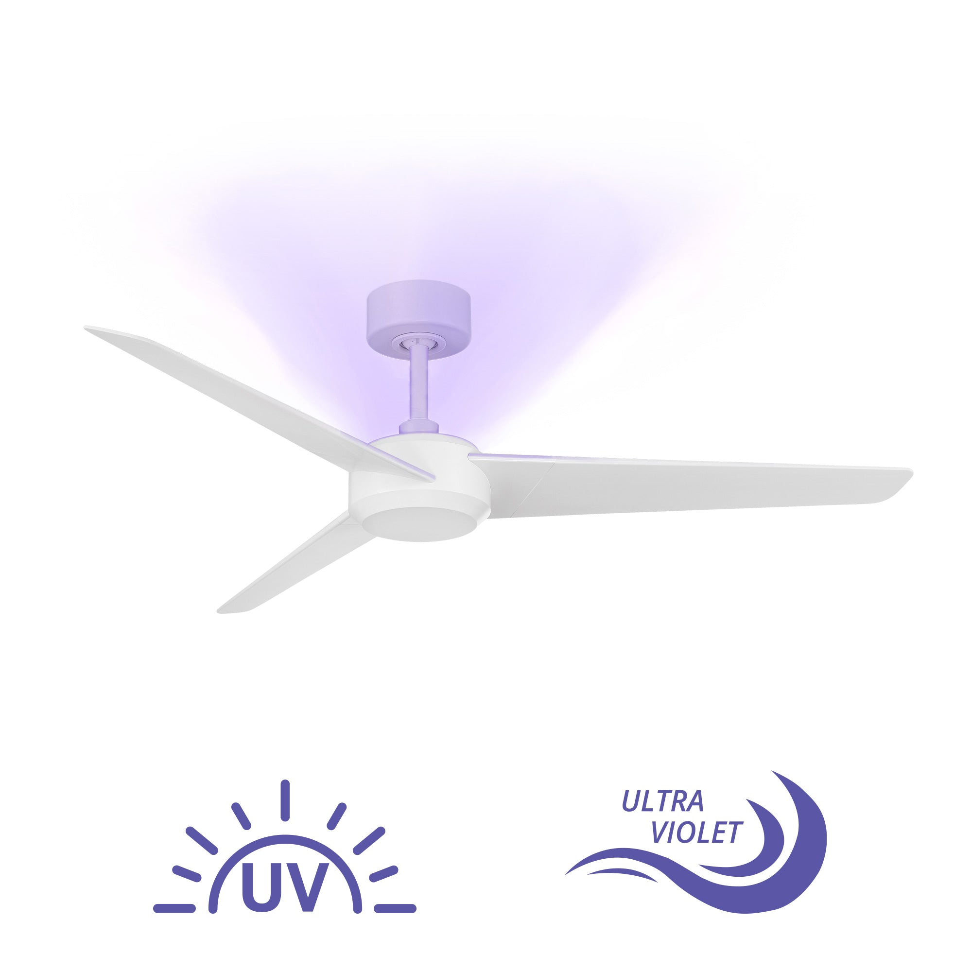 Ultra Indoor/Outdoor 3-Blade 54" Smart Ceiling Fan with Blue UV-LED Light Kit and Remote Control