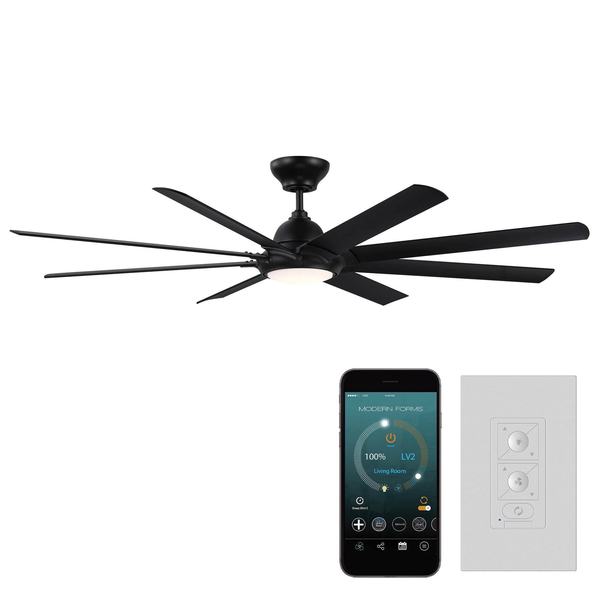 Hydra Indoor/Outdoor 8-Blade 80" Smart Ceiling Fan with LED Light Kit