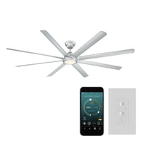Hydra Indoor/Outdoor 8-Blade 96" Smart Ceiling Fan with LED Light Kit