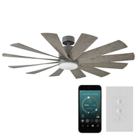 Windflower Indoor/Outdoor 12-Blade 60" Smart Ceiling Fan with LED Light Kit