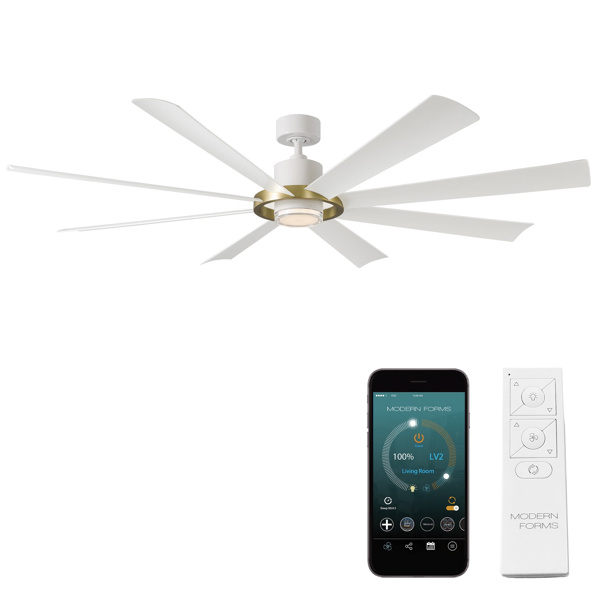 Aura Indoor/Outdoor 8-Blade 72" Smart Ceiling Fan with LED Light Kit and Remote Control