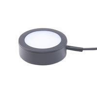Single LED Puck Light with Single 6" Lead Wire and 6ft Power Cord with Roll Switch 3-CCT