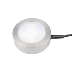 Single LED Puck Light with Single 6" Lead Wire and 6ft Power Cord with Roll Switch 3-CCT