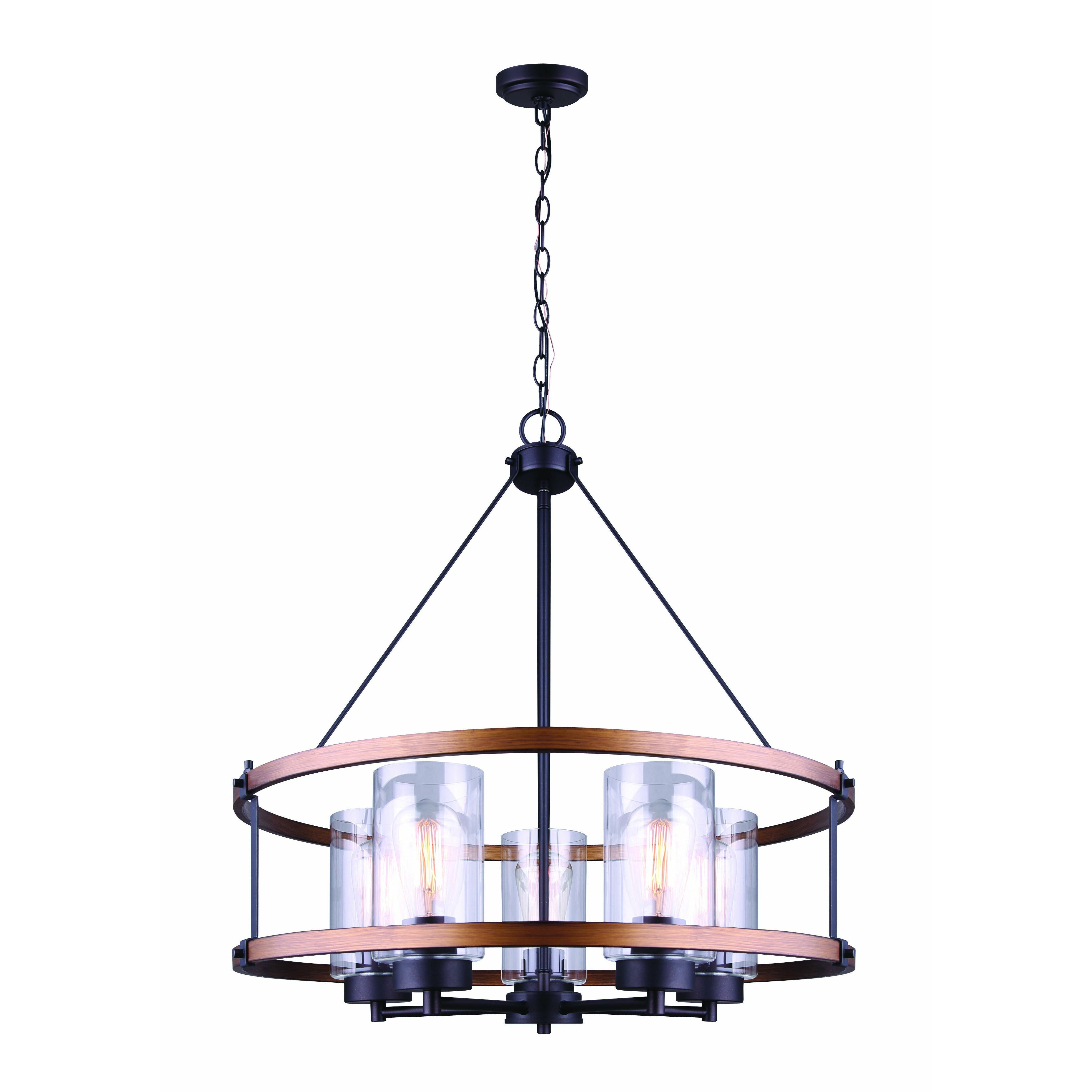 Canmore Chandelier ORB/Brushed wood