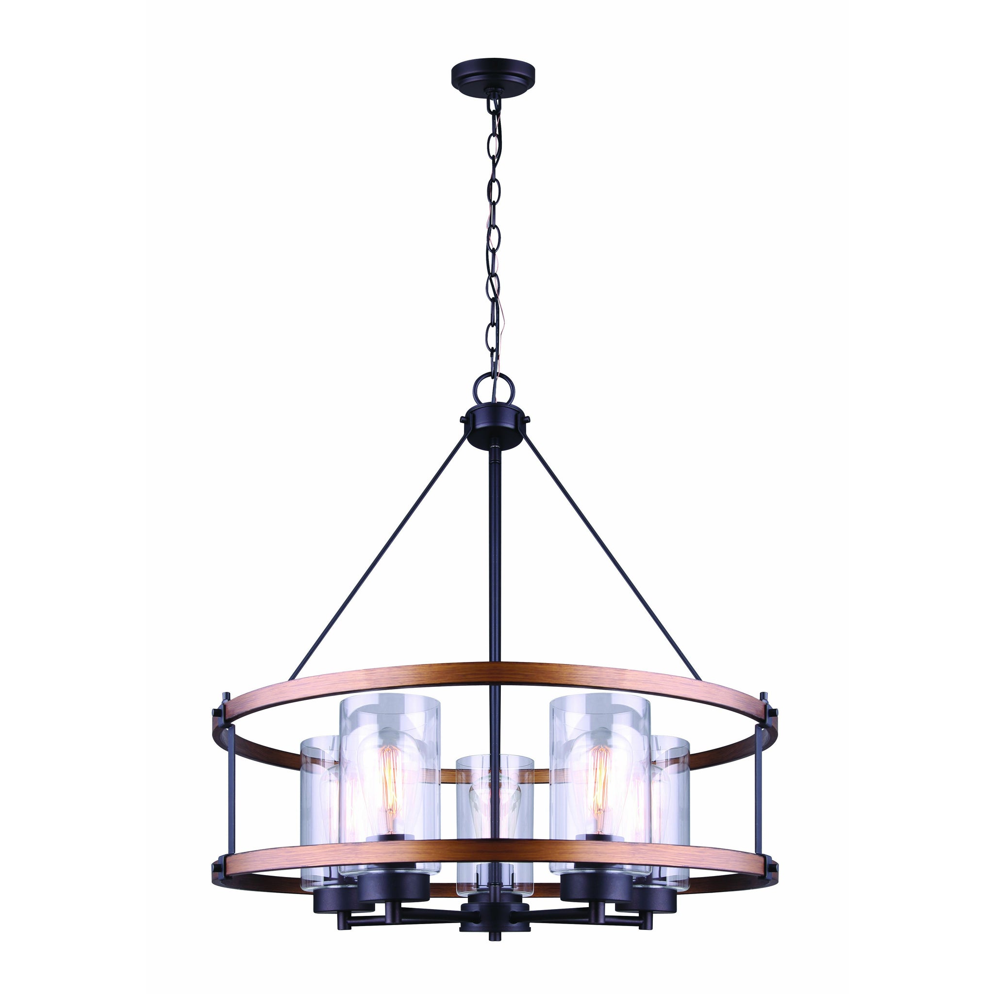 Canmore Chandelier ORB/Brushed wood