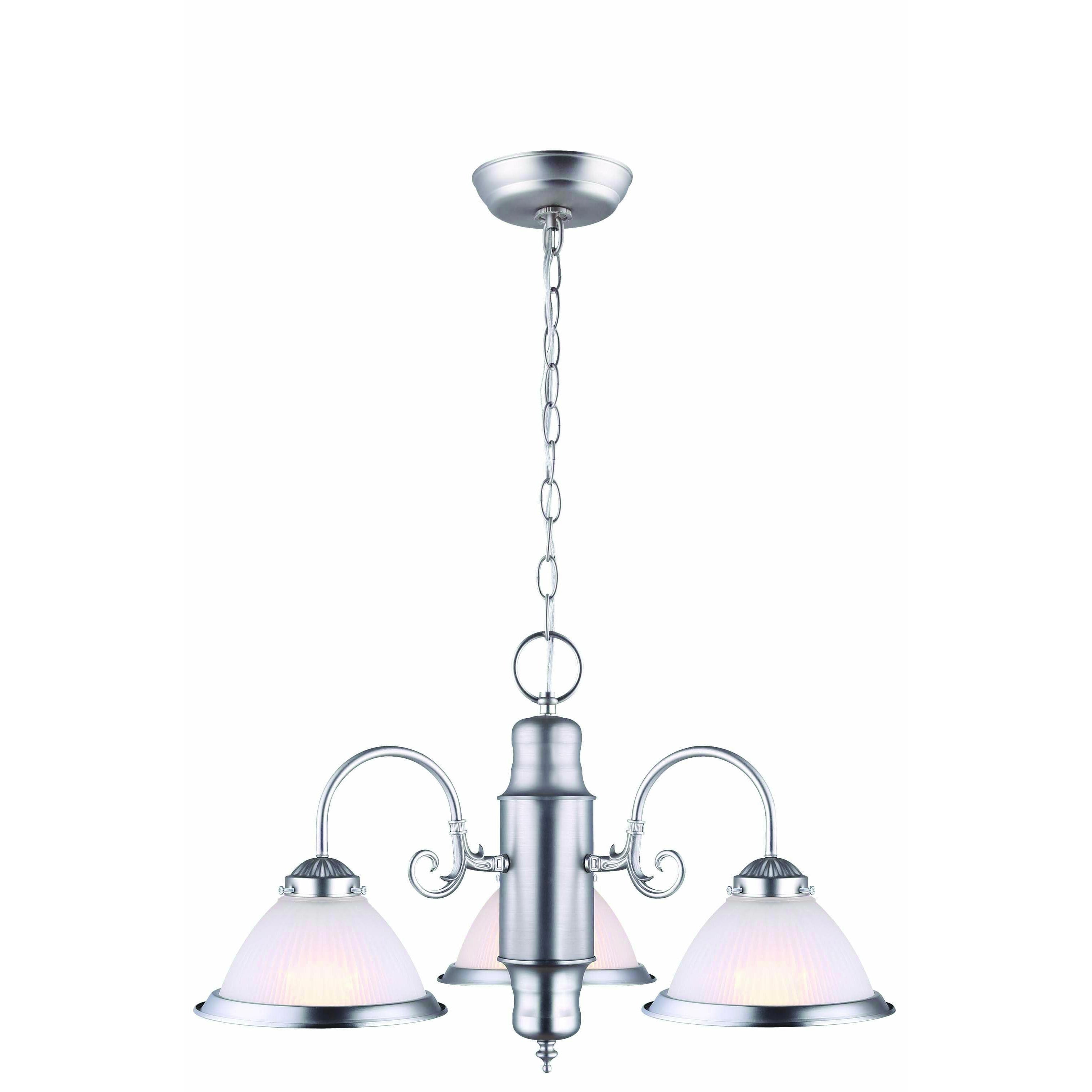 Halophane Chandelier Brushed Pewter