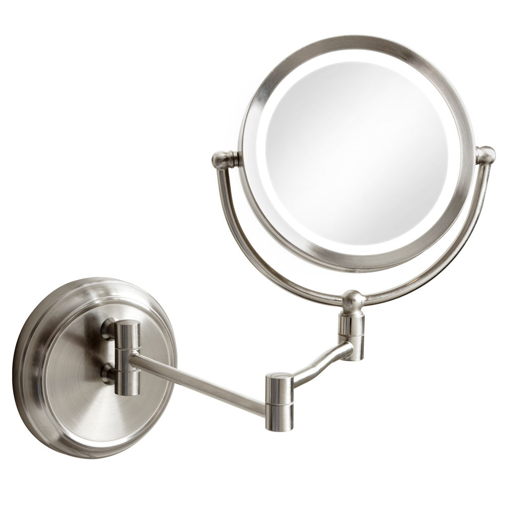 Magnifier Mirrors Lighted Mirrors Satin Chrome