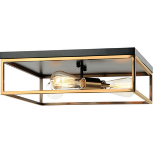 Clarke Flush Mount Black & Aged Gold Brass