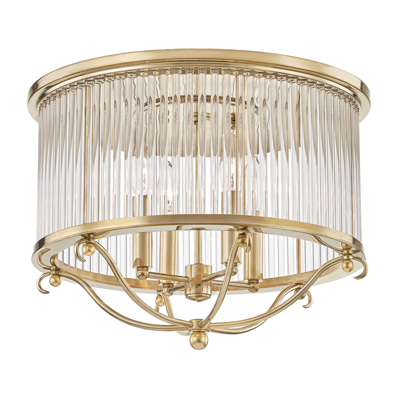 Glass No.1 Semi Flush Mount Aged Brass